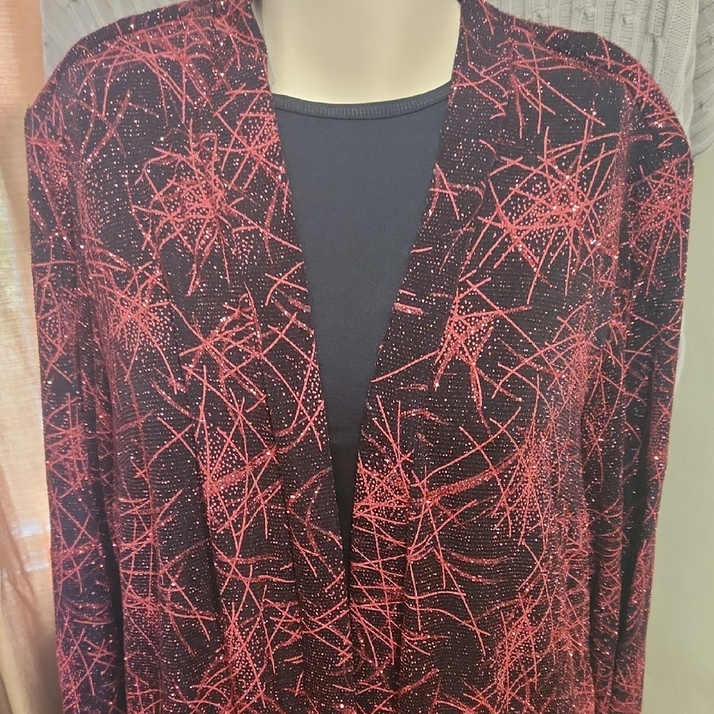 Red & Black Geometric Cardigan